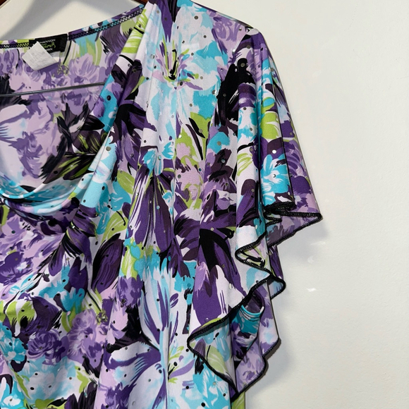Shannon Ford Woman Y2K Vintage Tag Floral Top Size 2X Purple Blue - Picture 3 of 10